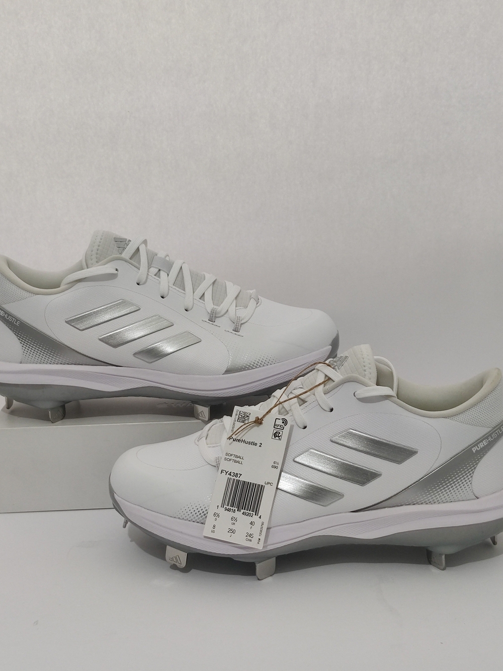 Adidas PureHustle 2 Womens Softball Metal Cleats, White FY4387 NWT